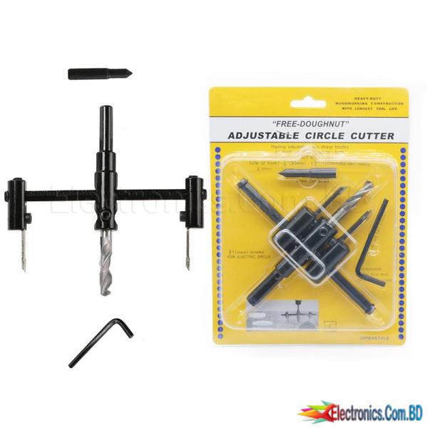 Adjustable Metal Wood Circle Hole Saw Drill Bit Cutter Kit DIY Tool 30mm-120mm